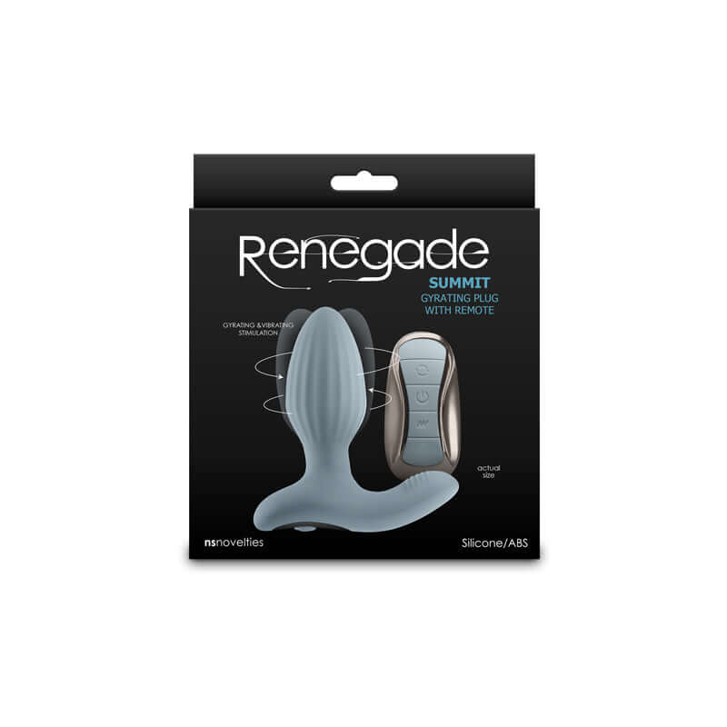 Renegade Summit - Grey - Grey 10.2 cm USB Rechargeable Vibrating Butt Plug with Remote