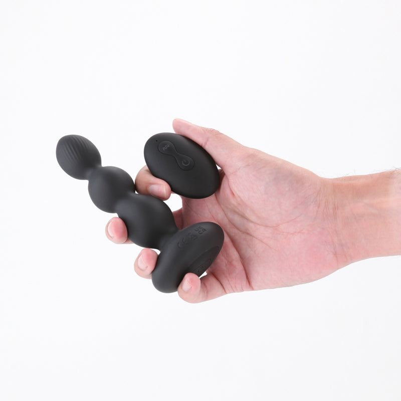 Renegade Valor - Black - Black 13.7 cm USB Rechargeable Vibrating Anal Beads with Wireless Remote