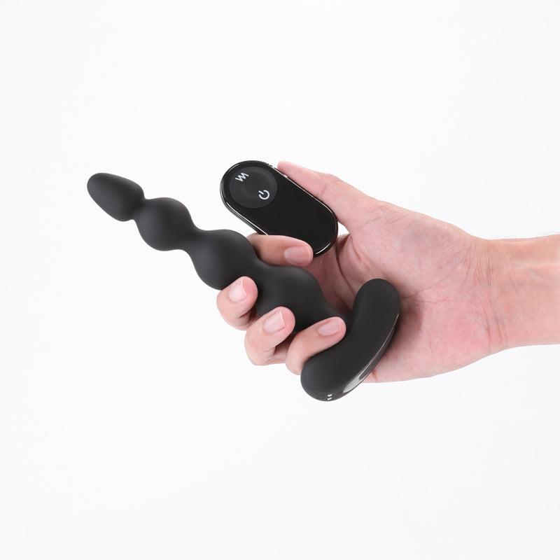 Renegade Reign - Black - Black 17.9 cm USB Rechargeable Vibrating Anal Beads with Wireless Remote