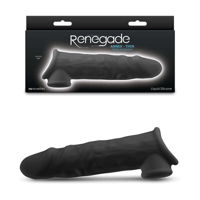 Renegade Annex - Thin - Black - Black 19.4 cm Penis Extender Sleeve