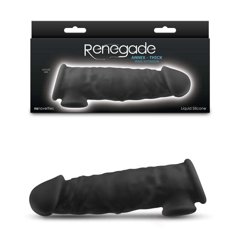 Renegade Annex - Thick - Black - Black 18.6 cm Penis Extender Sleeve