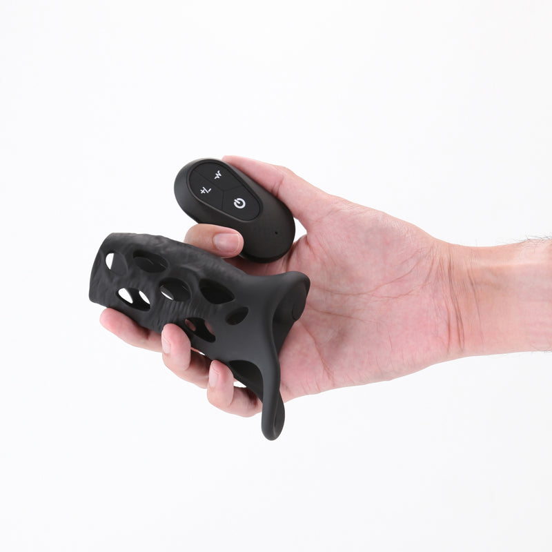 Renegade Edge - Black - Black USB Rechargeable Vibrating Penis Sleeve with Wireless Remote