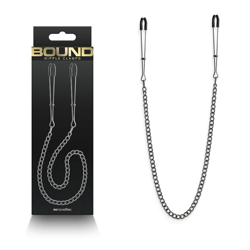 Bound Nipple Clamps - DC3 Gunmetal Nipple Clamps with Chain