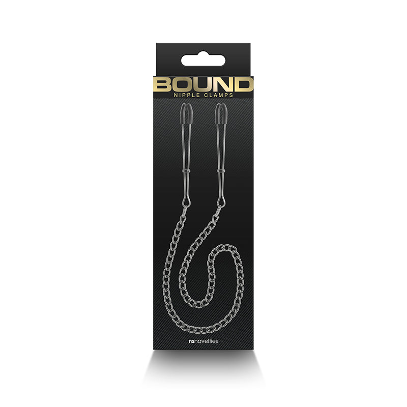 Bound Nipple Clamps - DC3 Gunmetal Nipple Clamps with Chain