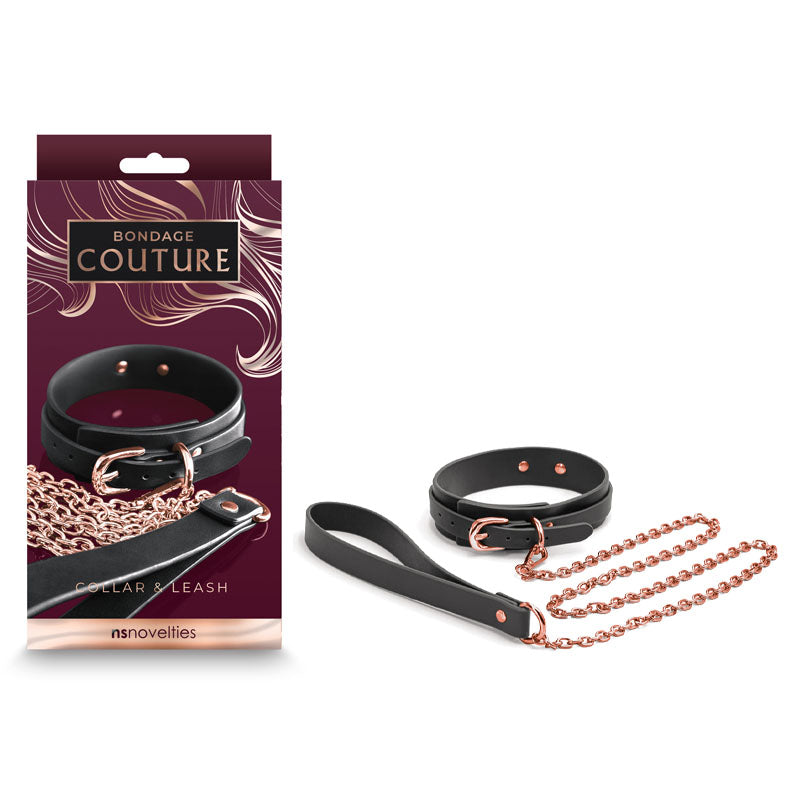 Bondage Couture Collar & Leash Black Restraint