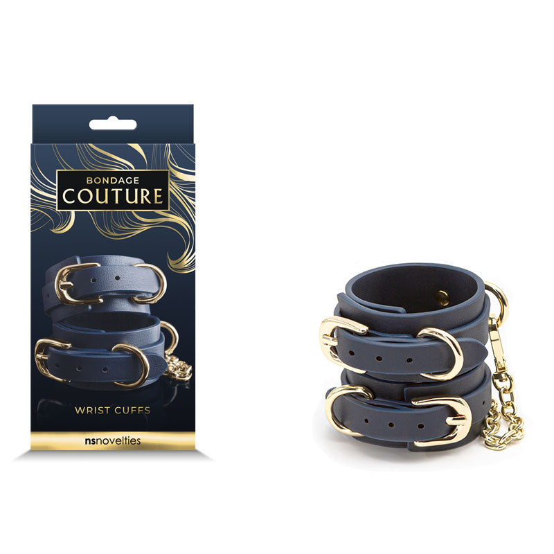 Bondage Couture Wrist Cuffs Blue Restraints