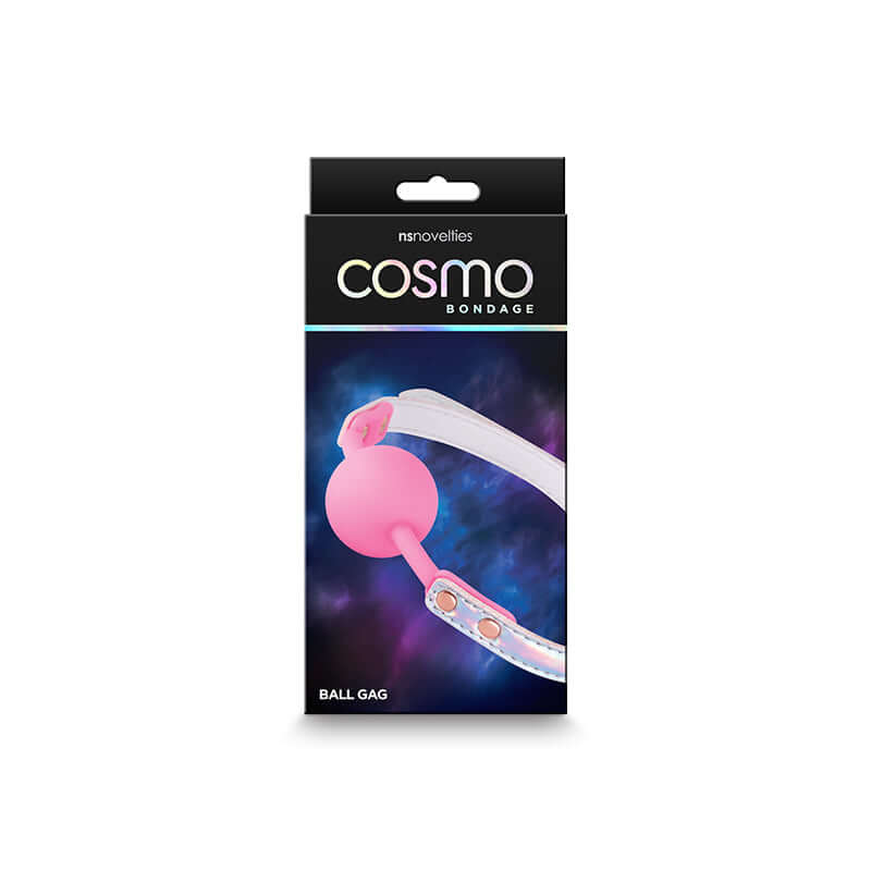 Cosmo Bondage Ball Gag Metallic Rainbow/Pink Mouth Restraint