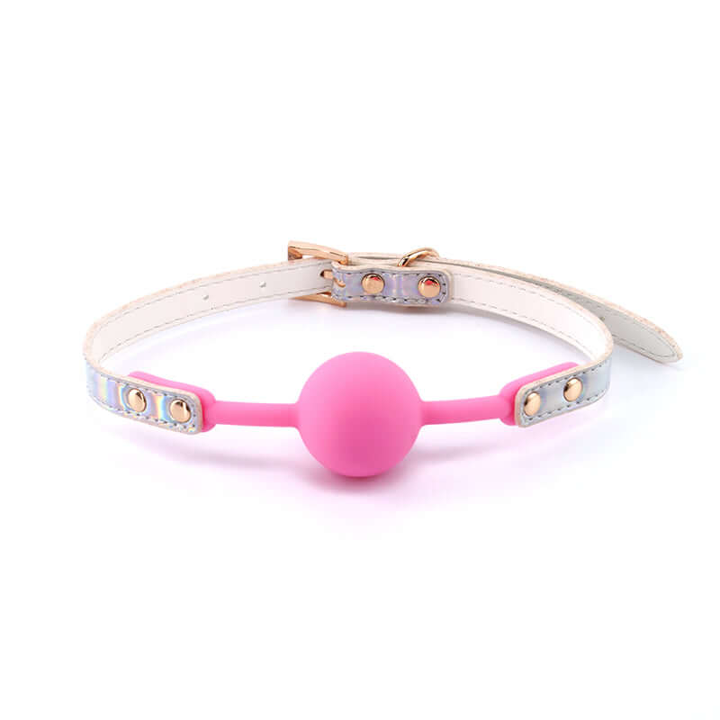 Cosmo Bondage Ball Gag Metallic Rainbow/Pink Mouth Restraint