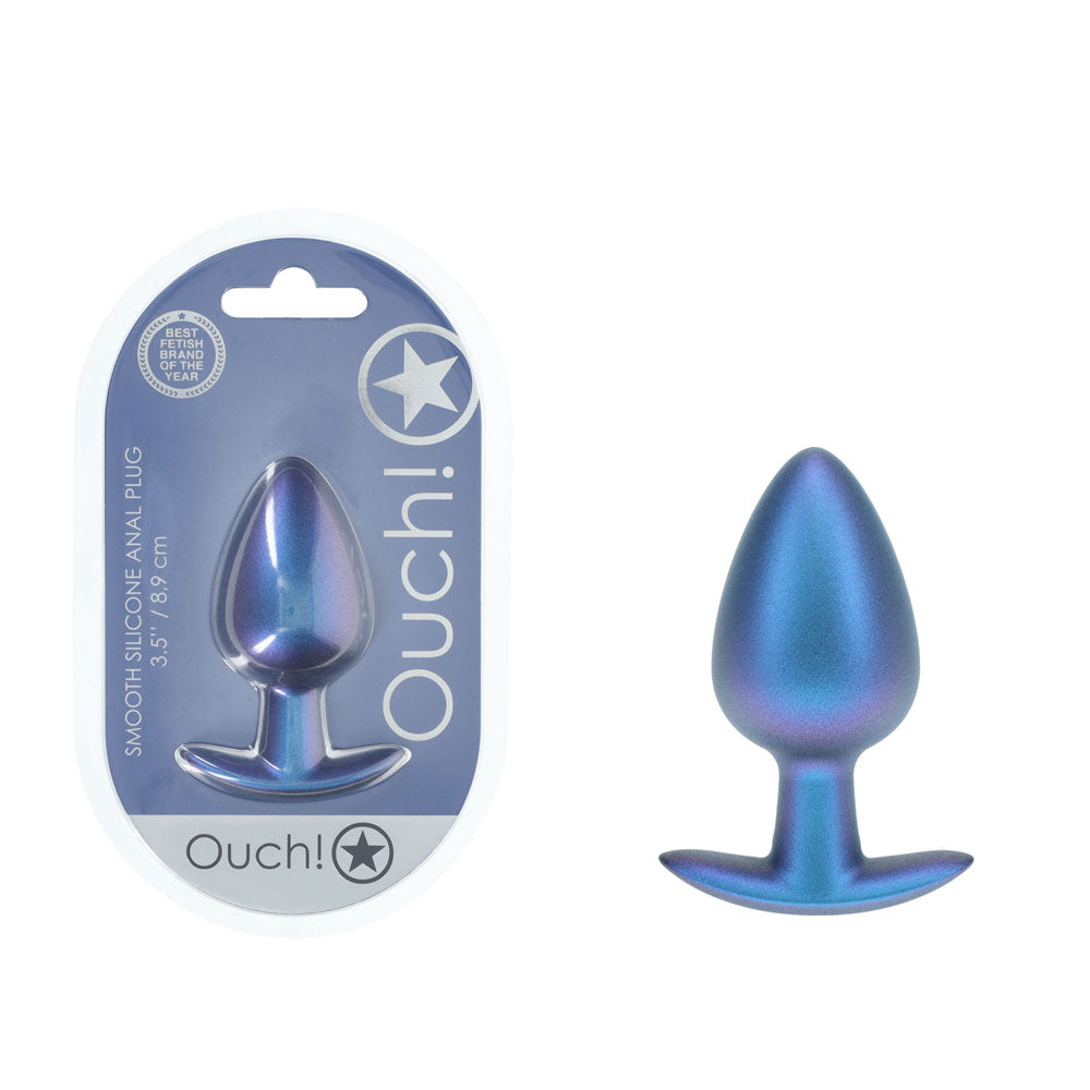 OUCH! Anal Plug Metallic Blue 8.9 cm Large Butt Plug