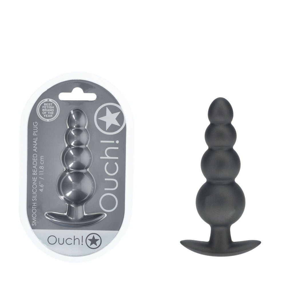 OUCH! Beaded Anal Plug Gun Metal Grey 11.7 cm Butt Plug