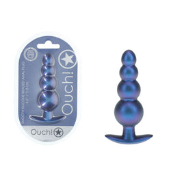 OUCH! Beaded Anal Plug Metallic Blue 11.7 cm Butt Plug