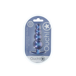 OUCH! Beaded Anal Plug Metallic Blue 11.7 cm Butt Plug