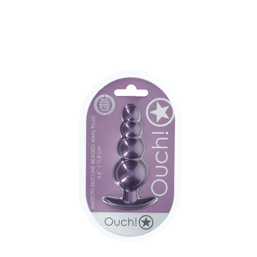 OUCH! Beaded Anal Plug Metallic Purple 11.7 cm Butt Plug