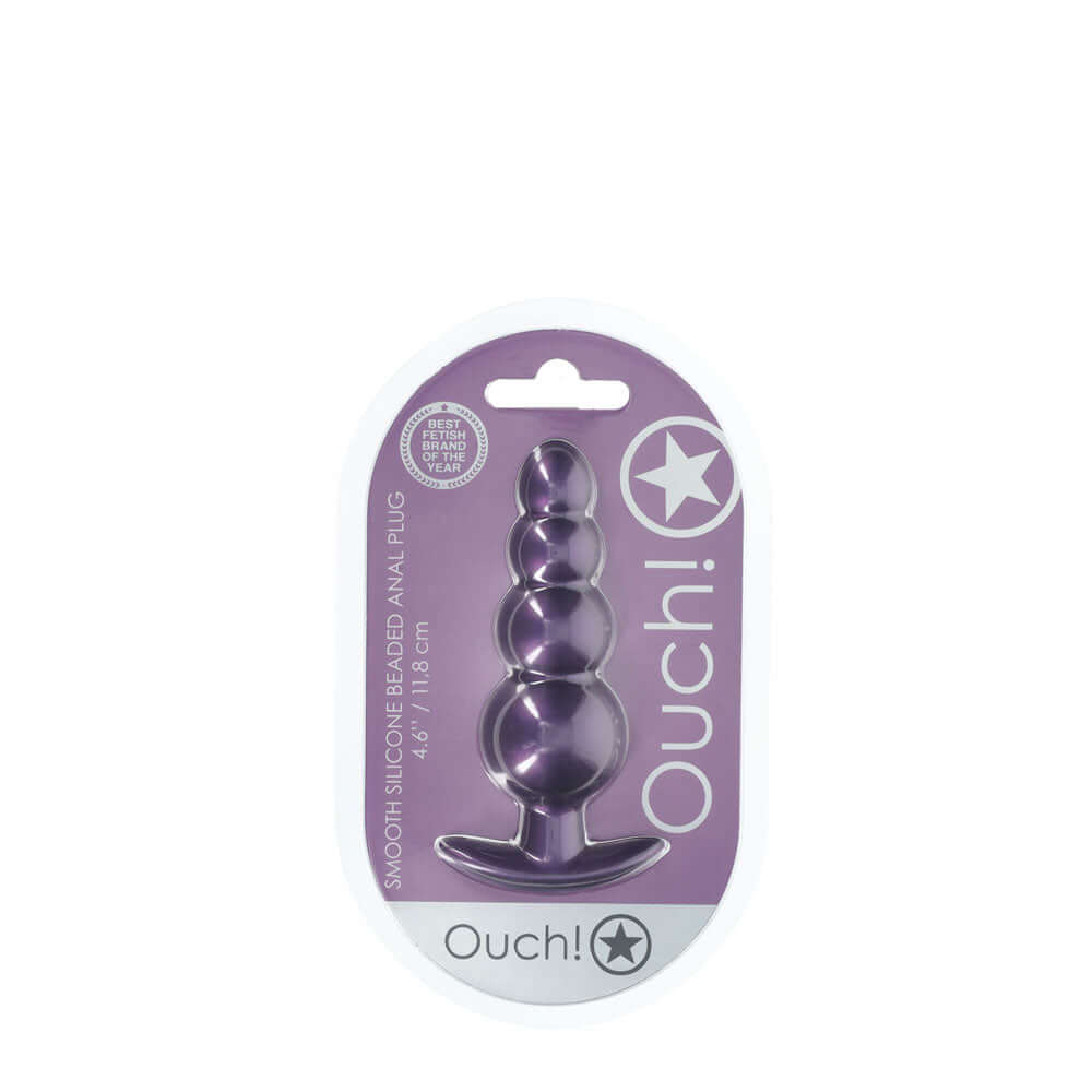 OUCH! Beaded Anal Plug Metallic Purple 11.7 cm Butt Plug