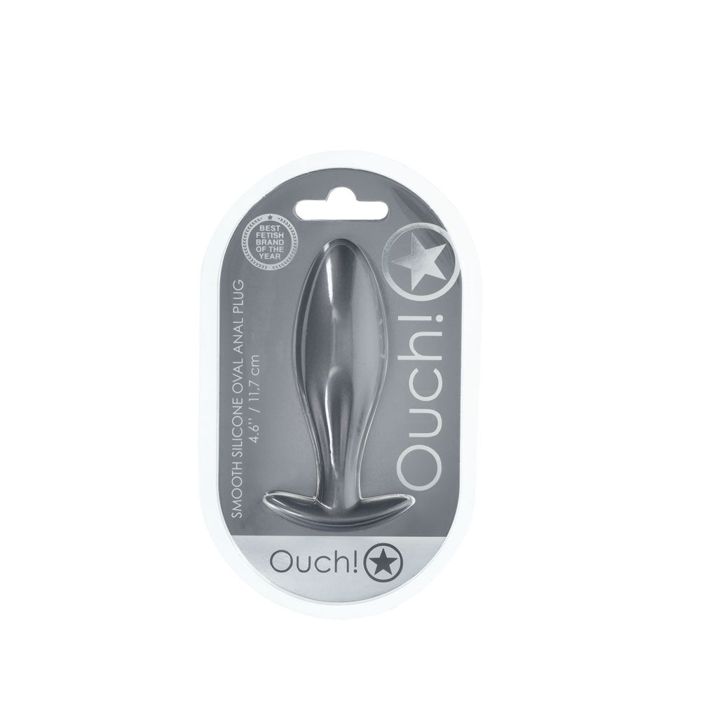 OUCH! Oval Anal Plug Gun Metal Grey 11.7 cm Butt Plug