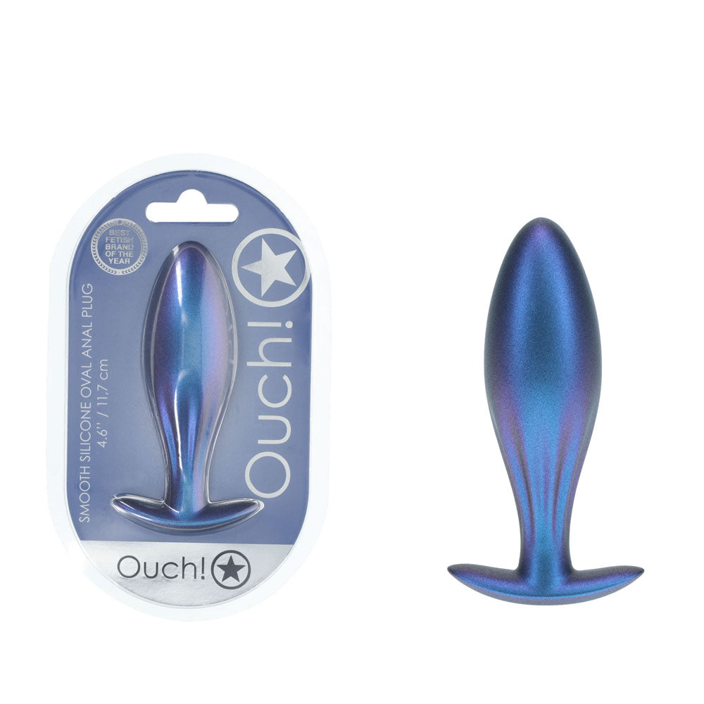 OUCH! Oval Anal Plug Metallic Blue 11.7 cm Butt Plug