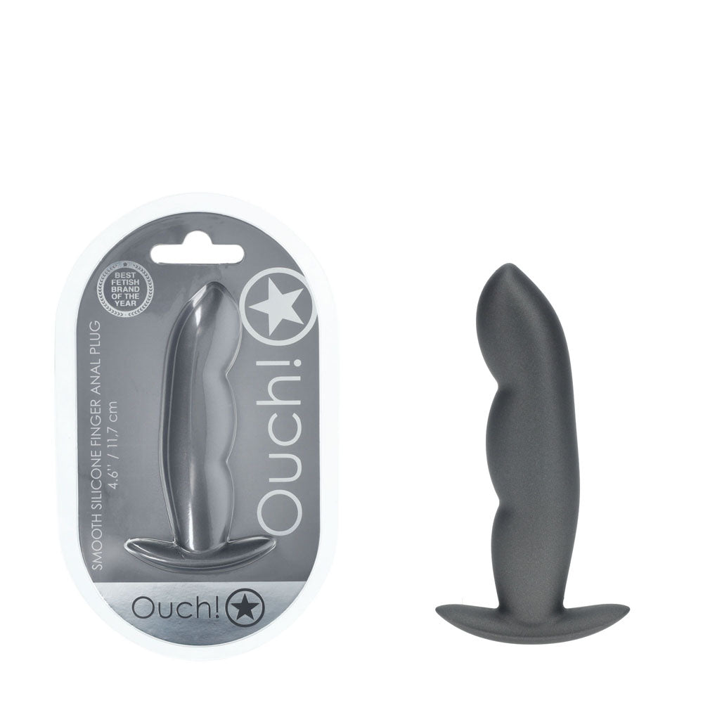 OUCH! Finger Anal Plug Gun Metal Grey 11.7 cm Butt Plug