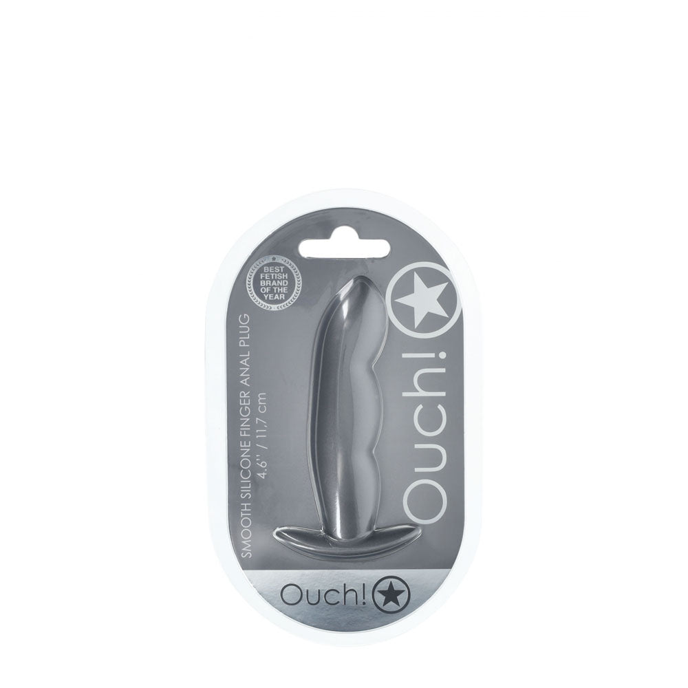 OUCH! Finger Anal Plug Gun Metal Grey 11.7 cm Butt Plug