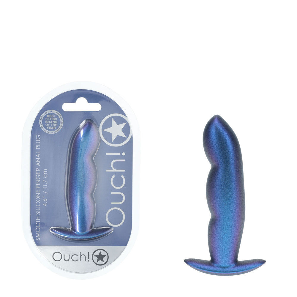 OUCH! Finger Anal Plug Metallic Blue 11.7 cm Butt Plug