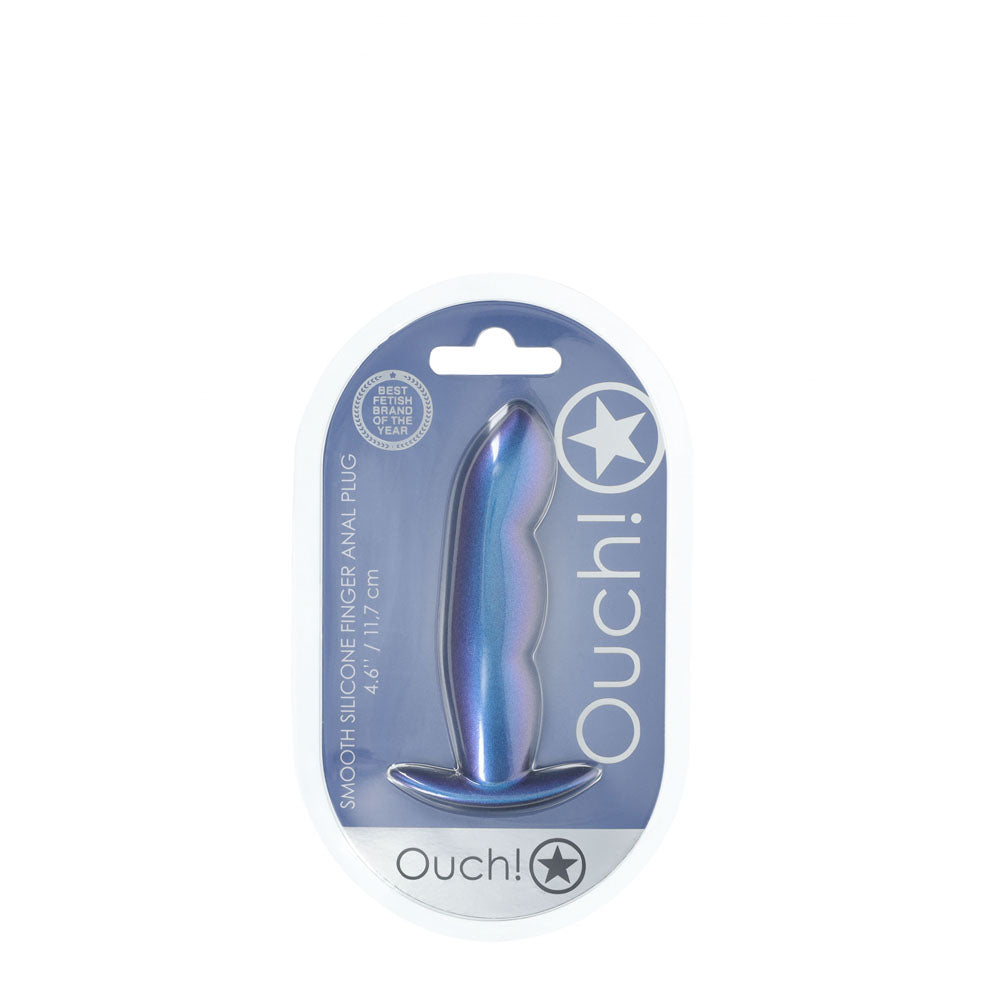 OUCH! Finger Anal Plug Metallic Blue 11.7 cm Butt Plug