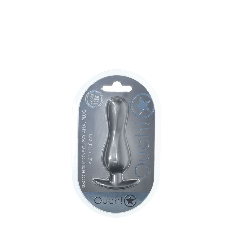 OUCH! Curvy Anal Plug Gun Metal Grey 11.7 cm Butt Plug