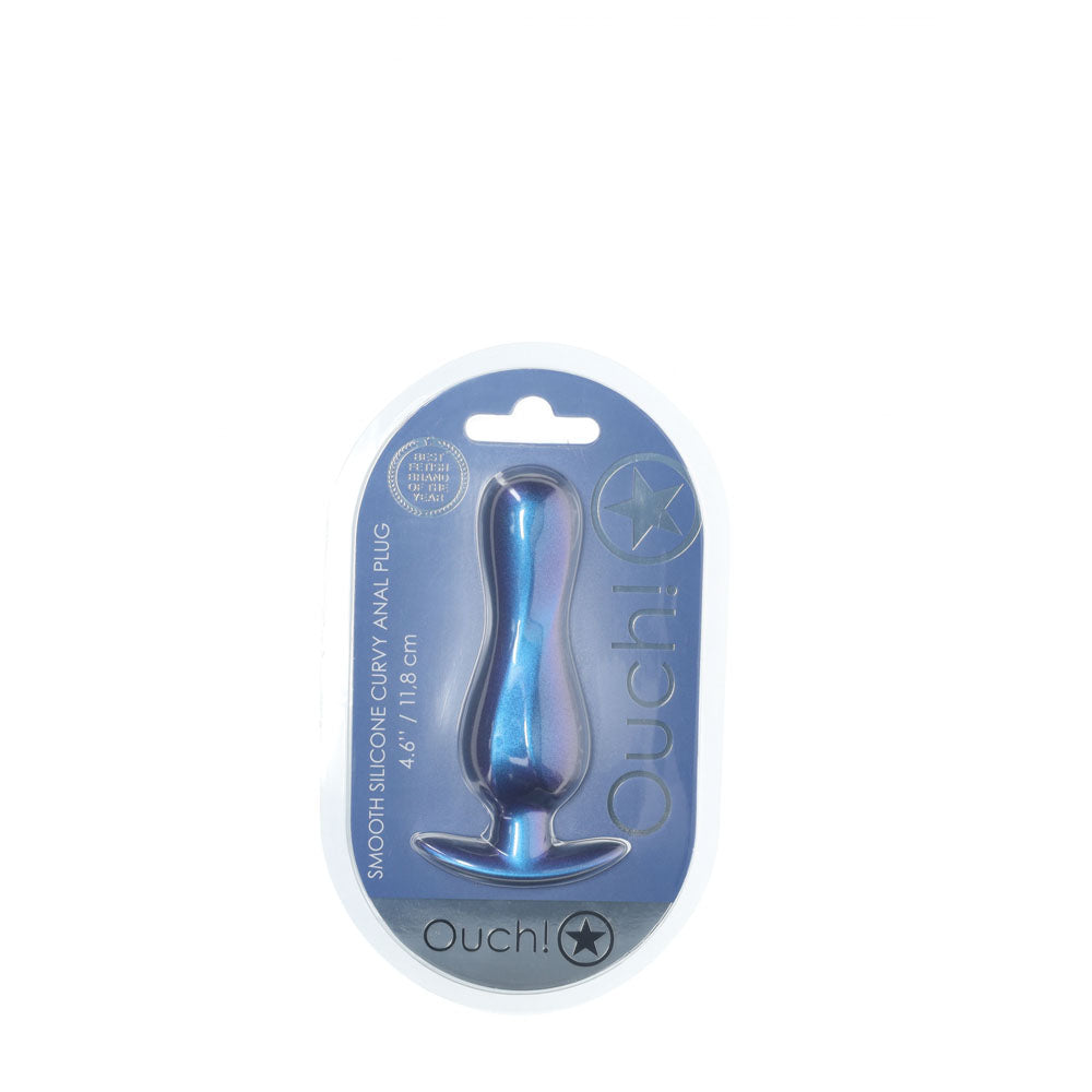 OUCH! Curvy Anal Plug Metallic Blue 11.7 cm Butt Plug