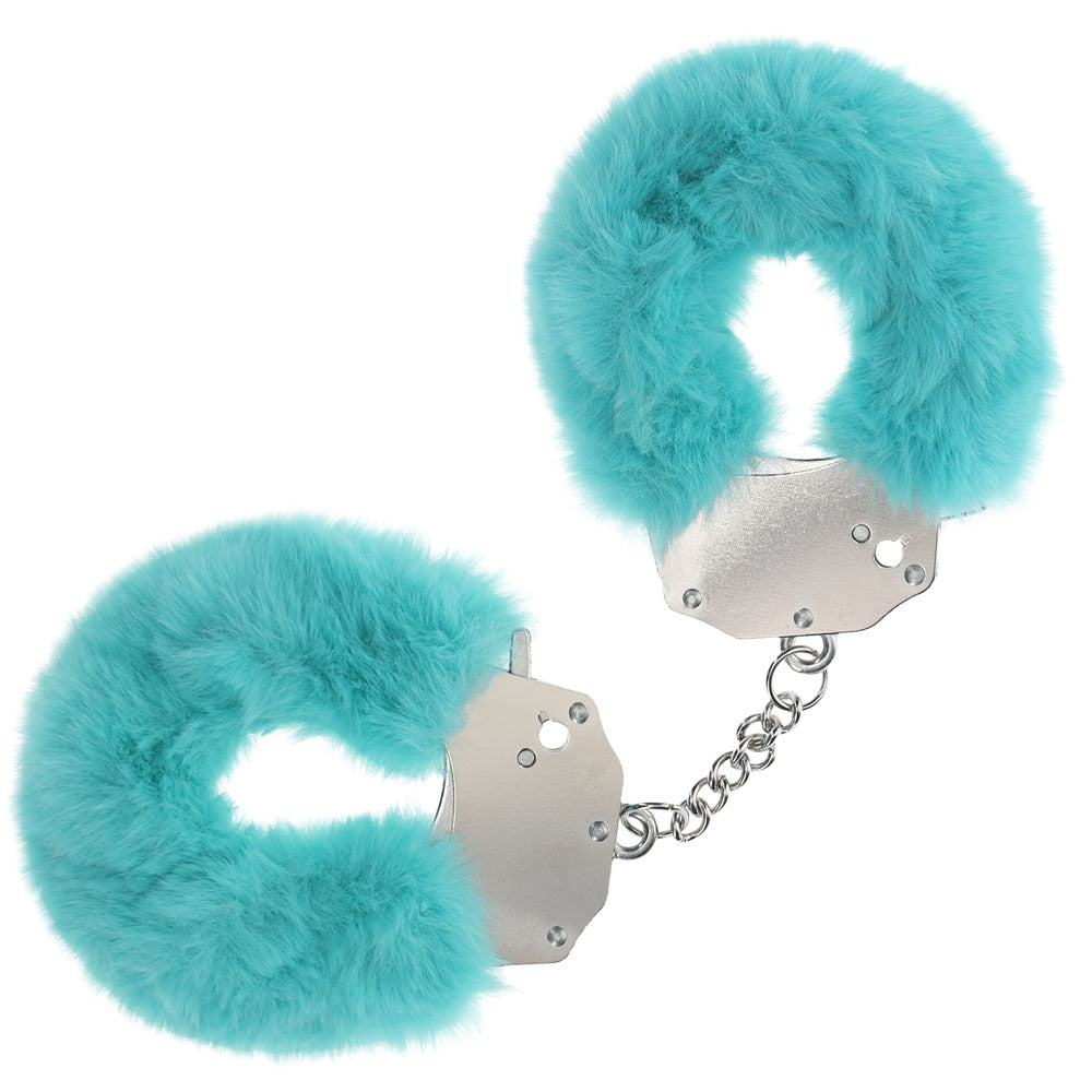 OUCH! Heavy-Duty Fluffy Cuffs Blue Fluffy Restraints