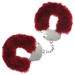 OUCH! Heavy-Duty Fluffy Cuffs Burgundy Fluffy Restraints