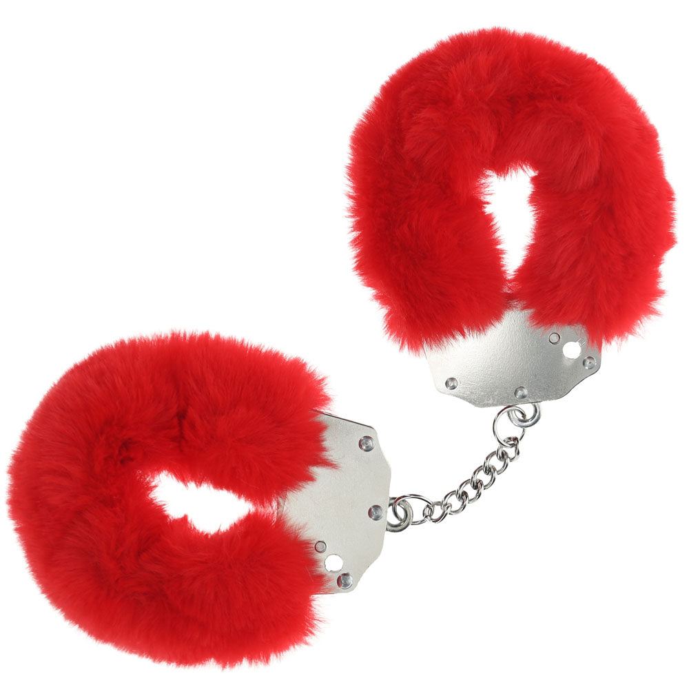 OUCH! Heavy-Duty Fluffy Cuffs Red Fluffy Restraints