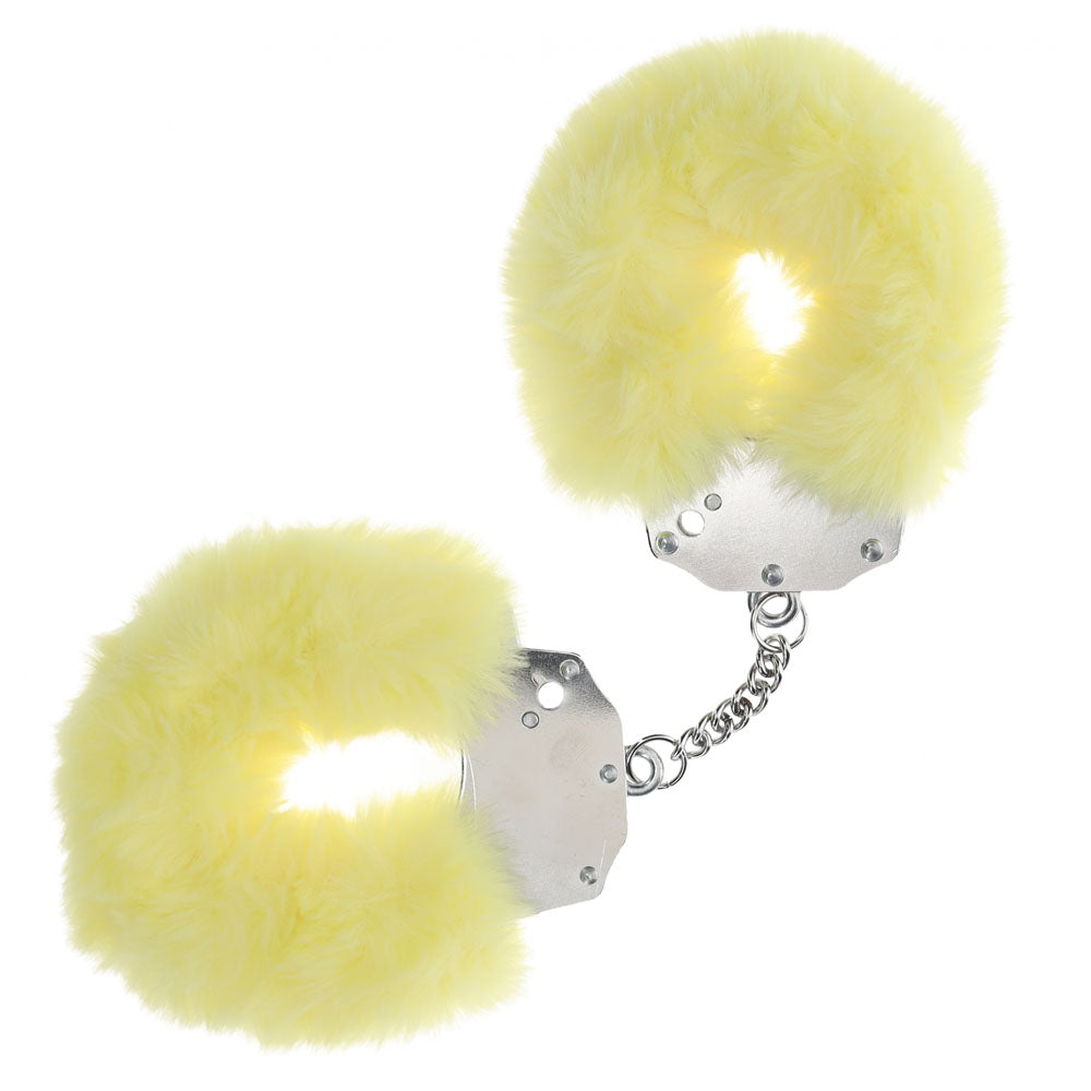 OUCH! Heavy-Duty Fluffy Cuffs Yellow Fluffy Restraints