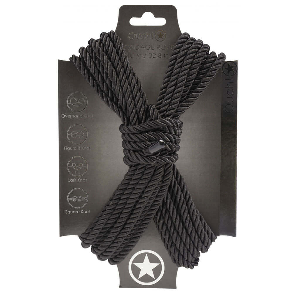 OUCH! Bondage Rope - 10 M - Black - Black Nylon Bondage Rope - 10 metre Length