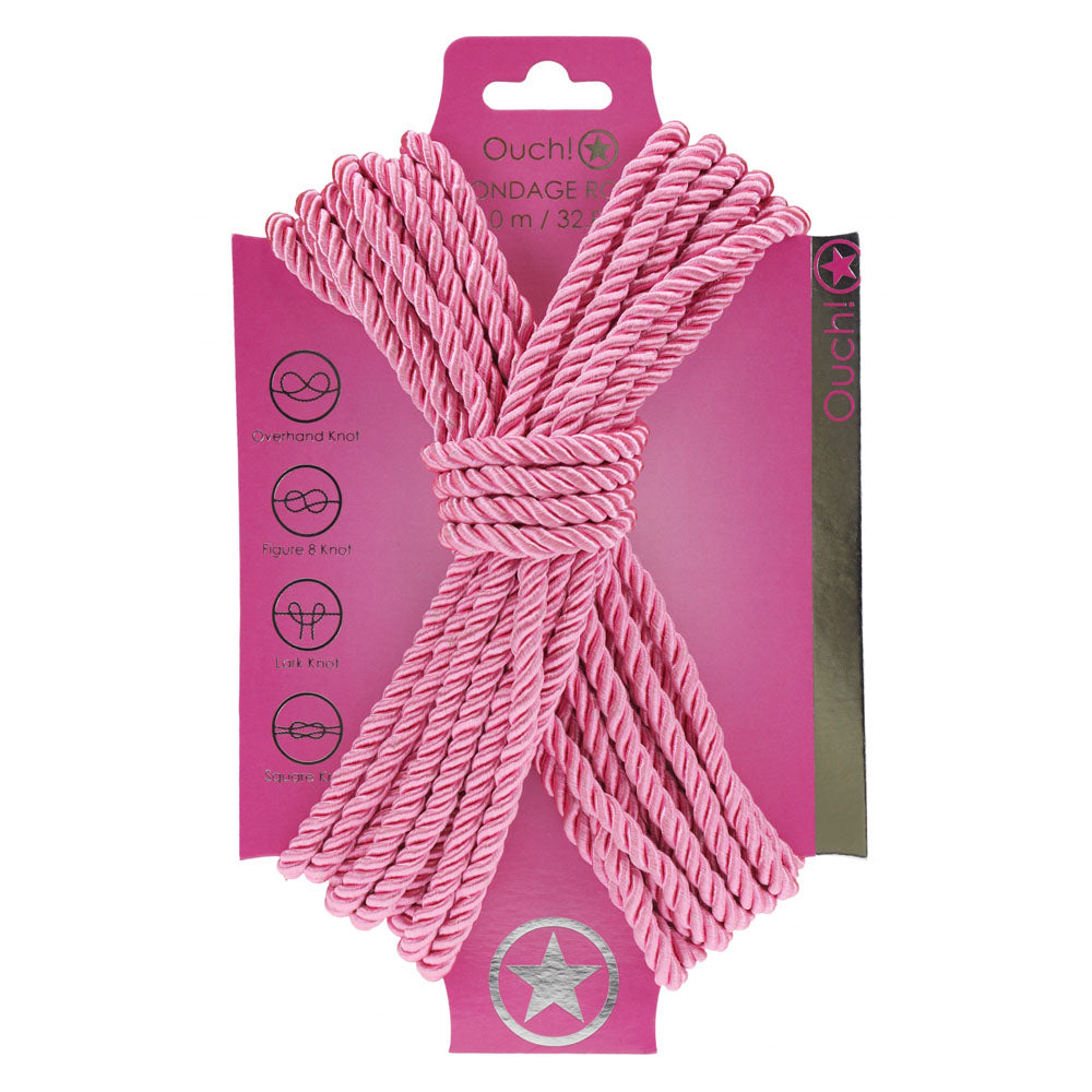 OUCH! Bondage Rope - 10 M - Pink - Pink Nylon Bondage Rope - 10 metre Length