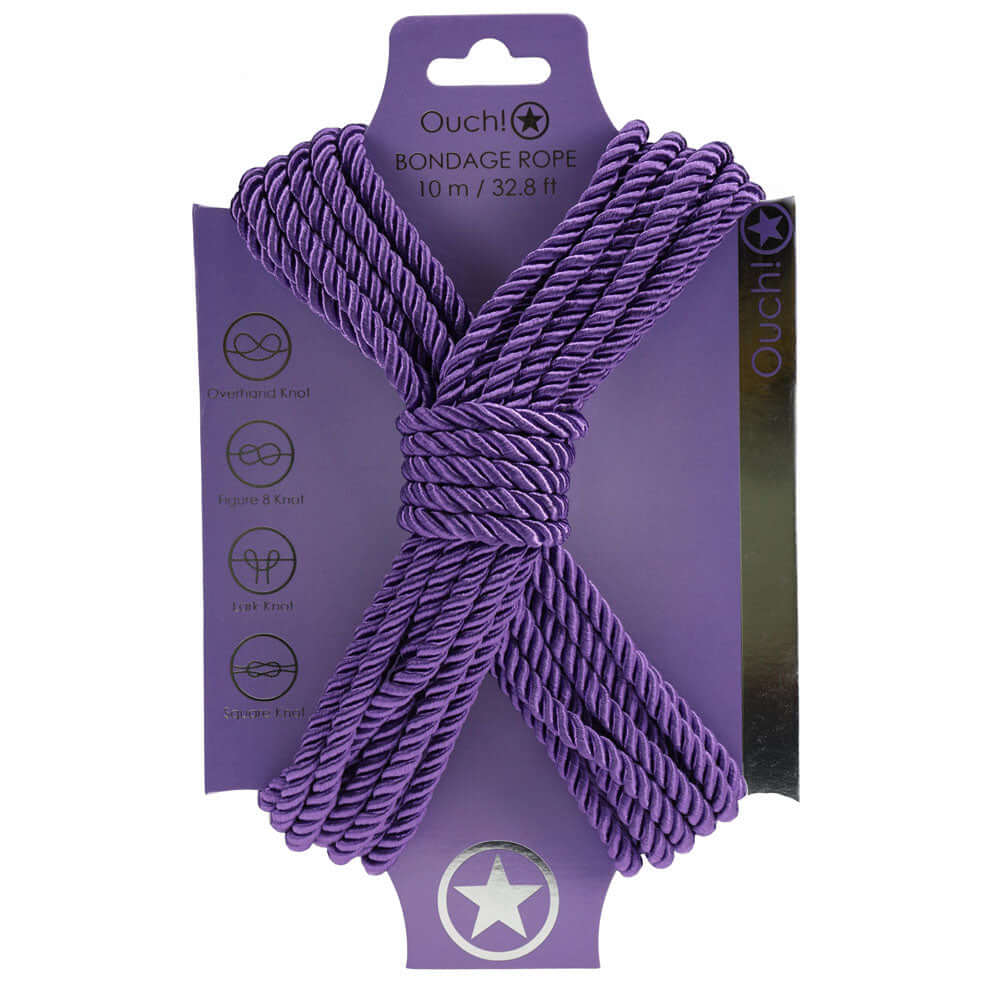 OUCH! Bondage Rope - 10 M - Purple - Purple Nylon Bondage Rope - 10 metre Length