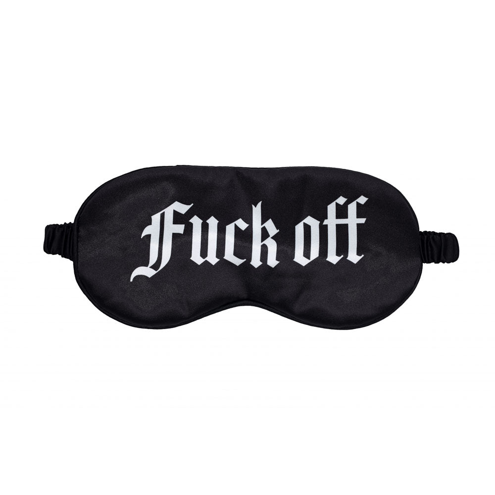 OUCH! Satin Mask - Fuck Off - Black Printed Eye Mask