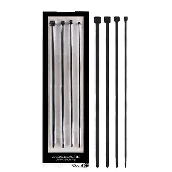 Ouch! Urethral Sounding Dilator Set - Black Silicone Urethral Sound Set