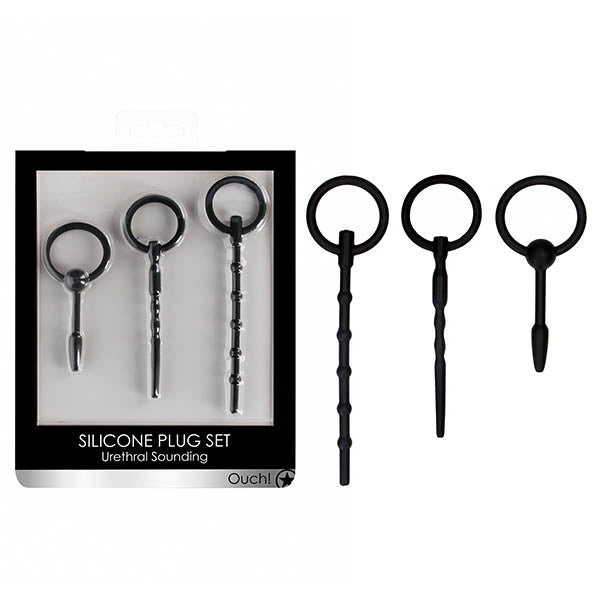 OUCH! Urethral Sounding Plug Set Black - Set of 3 Sizes