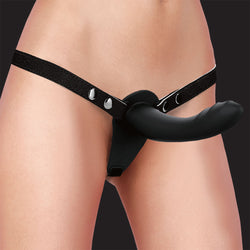 OUCH! Dual Silicone Strap-On - Black Double Ended Strap-On