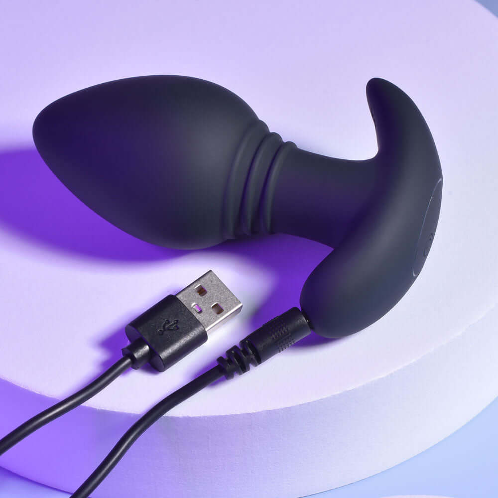 Playboy Pleasure PLUG & PLAY - Black 10.3 cm USB Rechargeable Vibrating Butt Plug with Wireless Remote