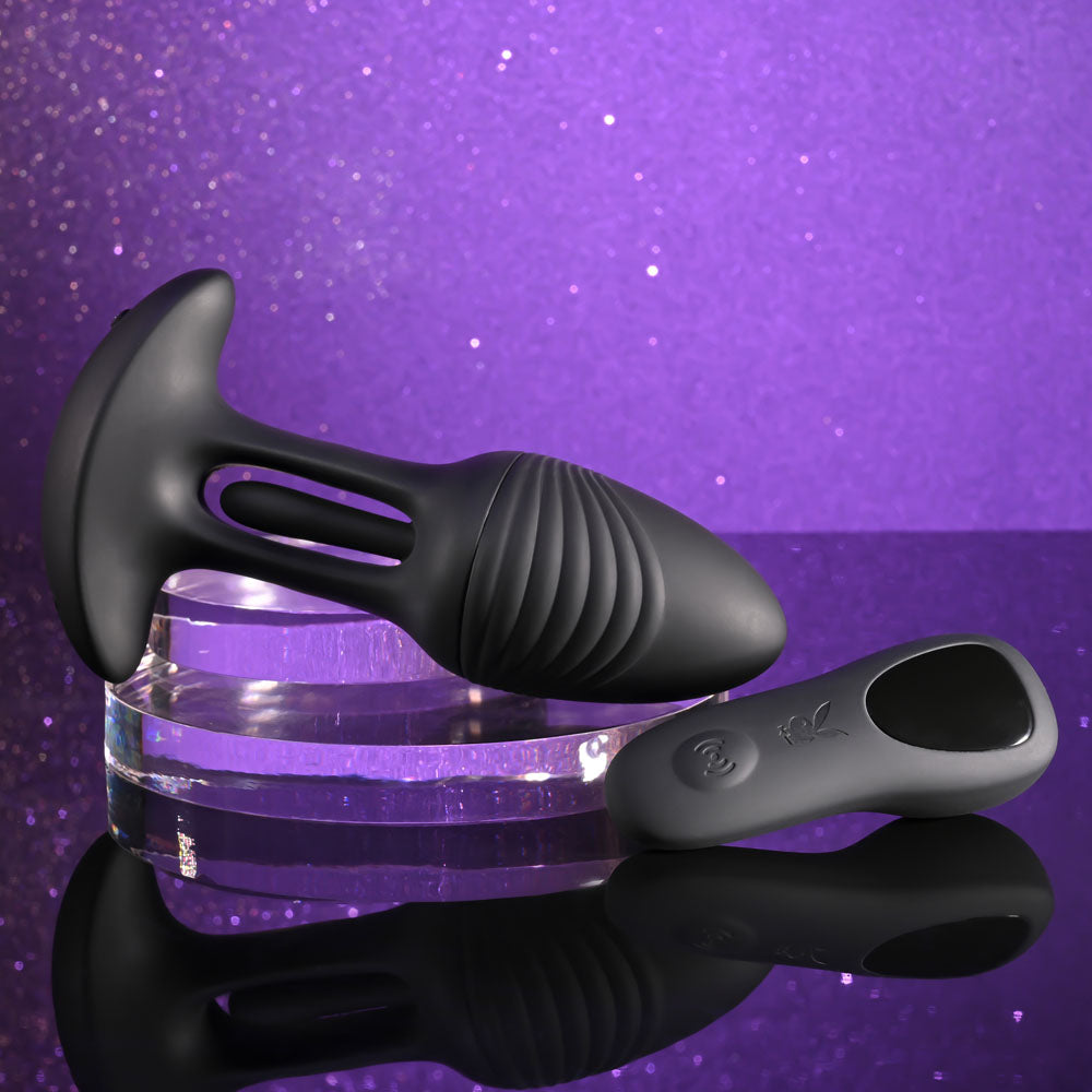 Playboy Pleasure RIM SHOT - Black 11.4 cm USB Rechargeable Vibrating Butt Plug