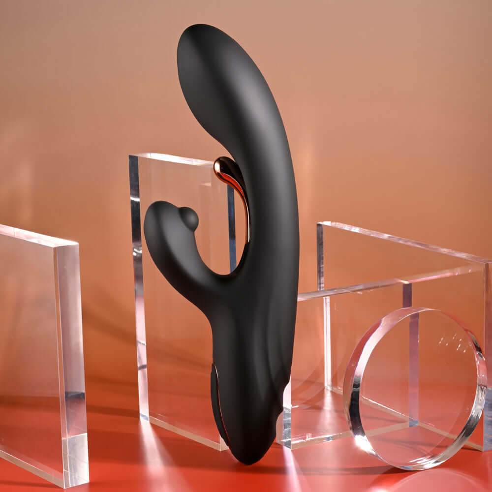 Playboy Pleasure AUREUS - Black 22.7 cm USB Rechargeable Rabbit Vibrator with Internal Flicker