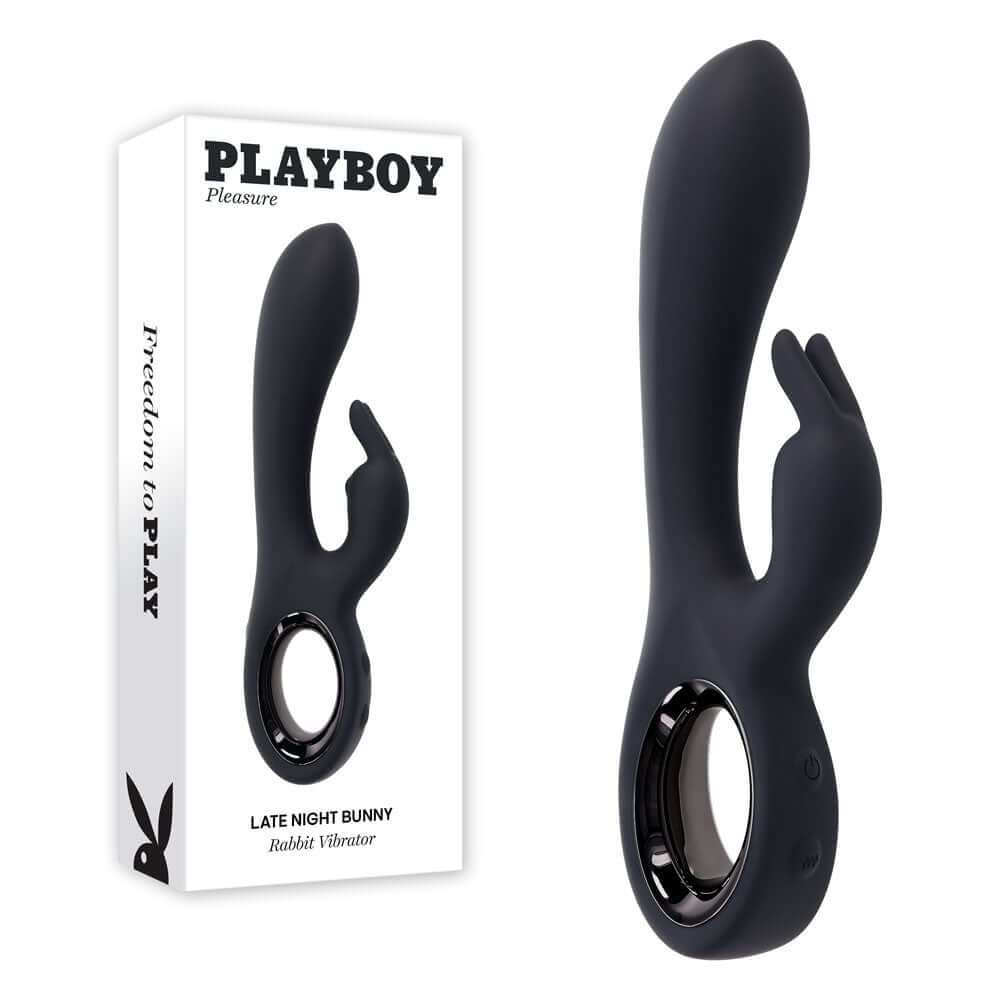 Playboy Pleasure LATE NIGHT BUNNY - Black 20 cm USB Rechargeable Rabbit Vibrator