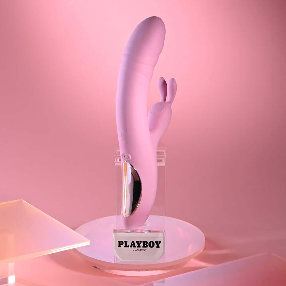 Playboy Pleasure RUB ME RIGHT - Pink 23.2 cm USB Rechargeable Thrusting Rabbit Vibrator