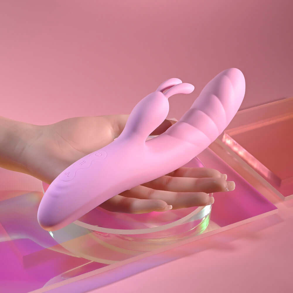 Playboy Pleasure RUB ME RIGHT - Pink 23.2 cm USB Rechargeable Thrusting Rabbit Vibrator