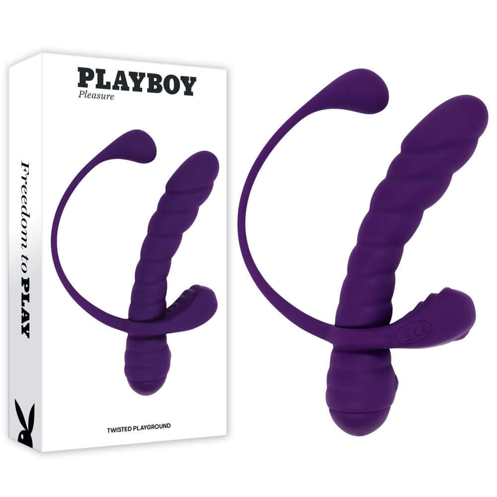 Playboy Pleasure TWISTED PLAYGROUND - Purple USB Rechargeable Vibrator and Cock Ring Kit