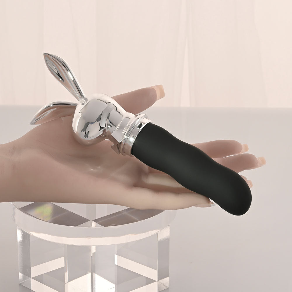 Playboy Pleasure BUNNY ON THE GO - Black/Chrome 18.6 cm USB-C Rechargeable Vibrator