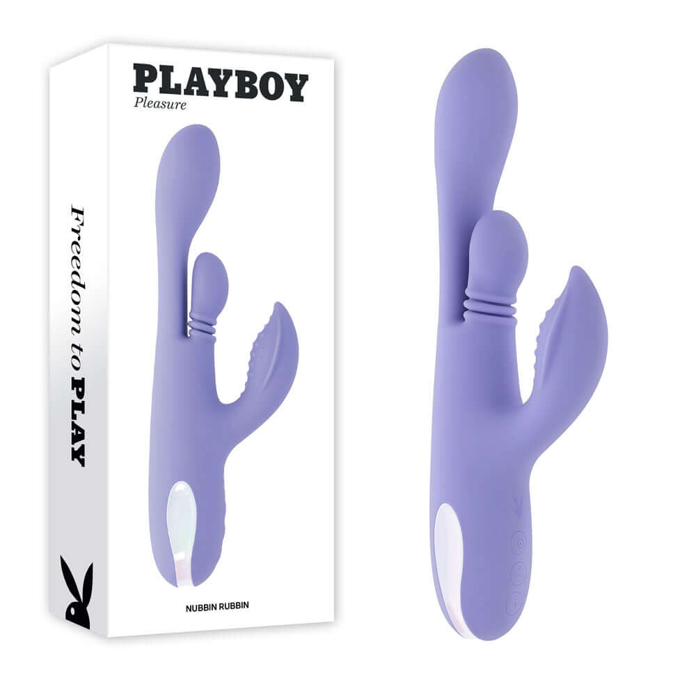 Playboy Pleasure NUBBIN RUBBIN - Purple 24.1 cm USB Rechargeable Thrusting Rabbit Vibrator