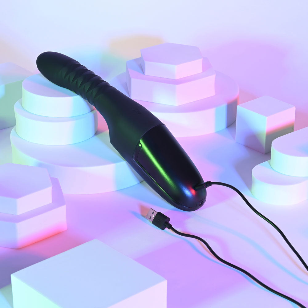 Playboy Pleasure OVERDRIVE - Black 28.2 cm USB Rechargeable Thrusting Vibrator