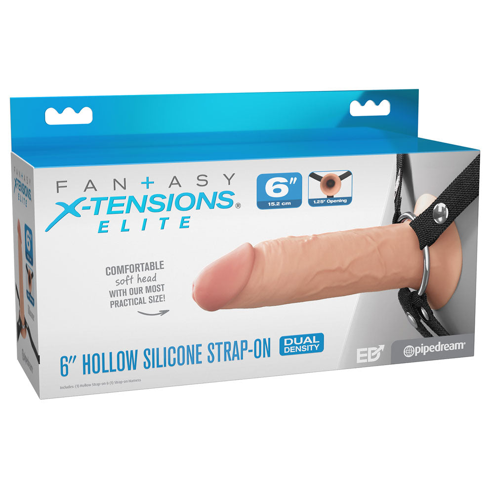 FX Elite 6'' Silicone Hollow Strap-On Flesh 15.2 cm