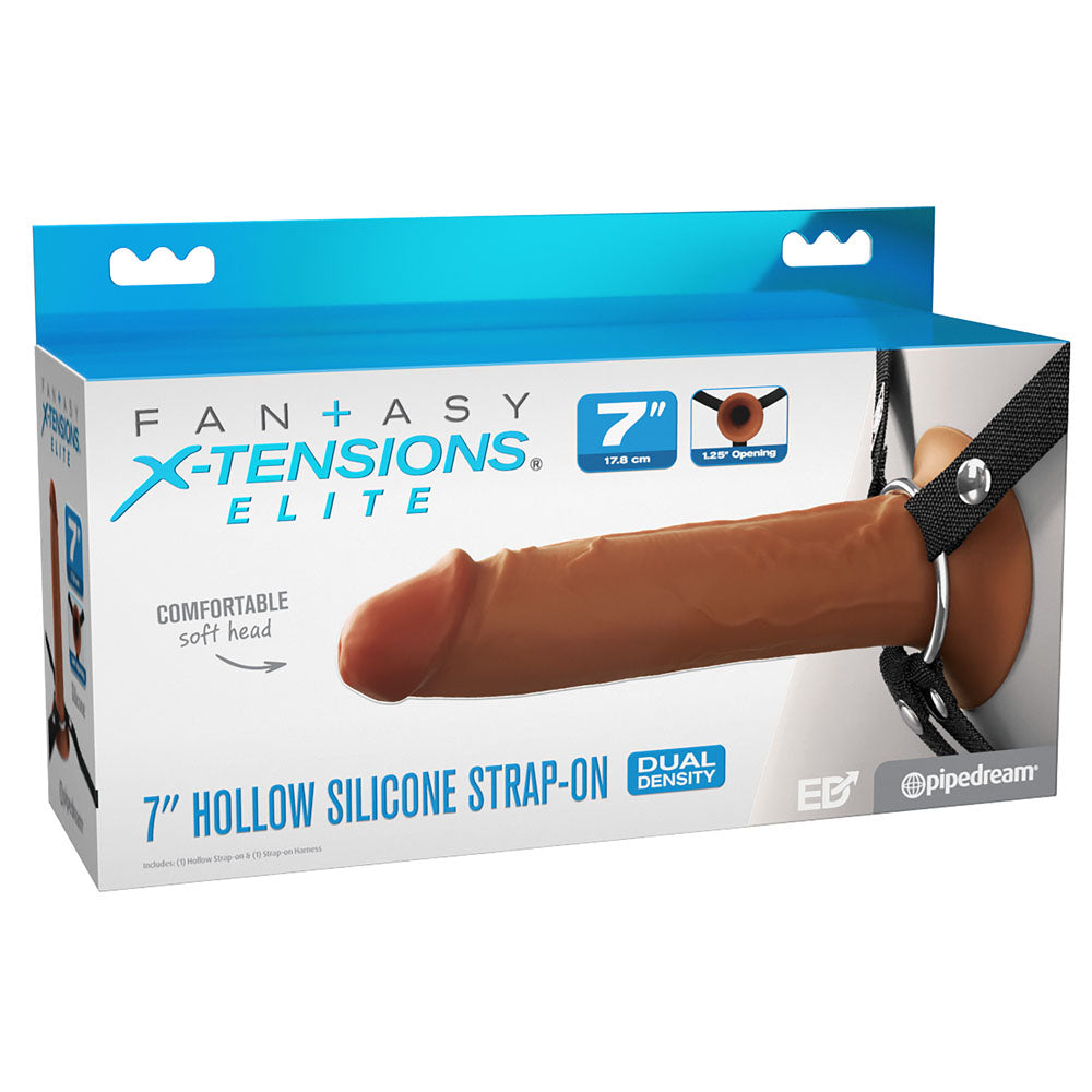 FX Elite 7'' Silicone Hollow Strap-On Tan 17.8 cm