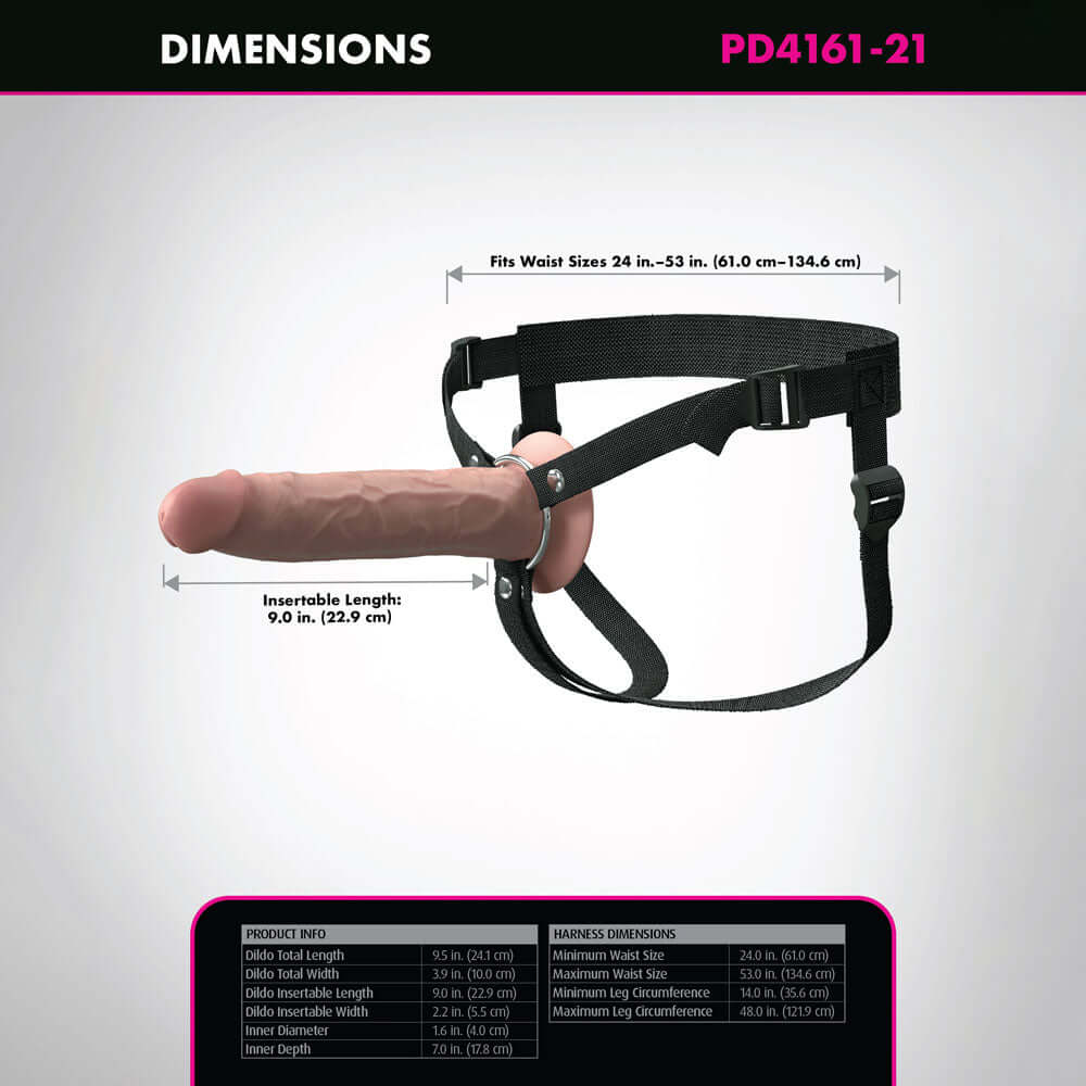 Fantasy X-Tensions Elite 9'' Silicone Hollow Strap-On - Flesh - Flesh 22.9 cm Hollow Strap-On